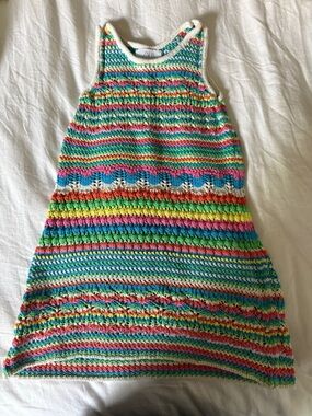 Zara Multicolor Striped Crochet Tank with Cream Trim
